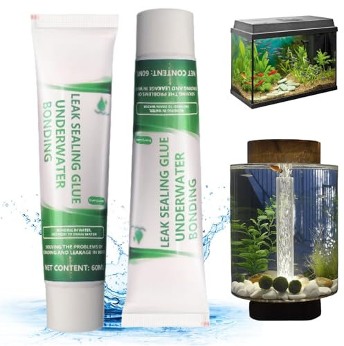 Lot de 2 joints d'aquarium, colle de réparation d'aquarium, mastic de réparation d'aquarium, adhésif de réparation d'aquarium, silicone étanche, étanche sans danger pour les poissons, 60 ml