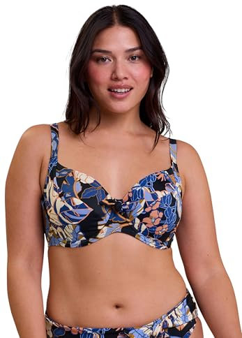 SANS COMPLEXE Femme Fidji Haut De Bikini, Imprimé Exotique Noir, 110E EU