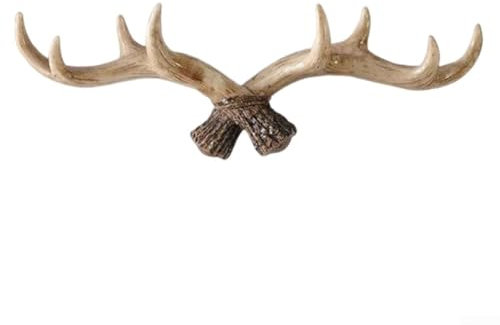 Entgoinggo Dekorativer Haken mit Hirschgeweih, Vintage-Gussharz, Hirschgeweih, Wandhaken, antikes Finish, Metall-Kleiderbügel, Wanddekoration mit Geweih-Design (helle Farbe)