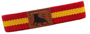 MIBANDERA Pulsera Bandera España Hombre Mujer. Pulsera España Elástica. Pulsera Cuero Tela España (Bandera España - Cuero Toro)