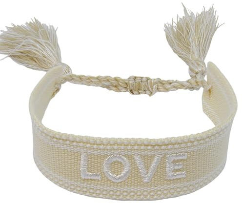 Selfmade Jewelry Stoff Armband in Beige, Web und Gewebtes Design - Ideale Geschenkidee für Frauen - Charmante Kleine Geschenke