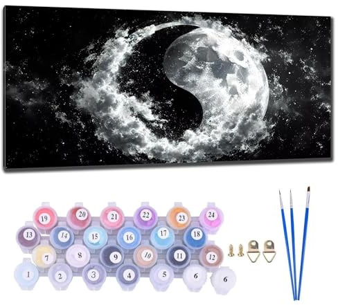 Peinture par Numéro pour Adulte, Grand Peinture Numero Adulte Noir Et Blanc Kit de Bricolage numéro d'art, Kit de Peinture par Numéros pour Enfants à Partir de 6, 7, 8, 9, 10, 11 Cadeau 70x140cm I-5