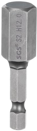 sourcing map H12.0 Hex Head Drill Bit Wrench 12mm Metric Flat Tip 1/4 Hex Shank 50mm (2) Long Magnetic Hexagonal Screw Driver Socket Industrial Screwdriver Power Bits