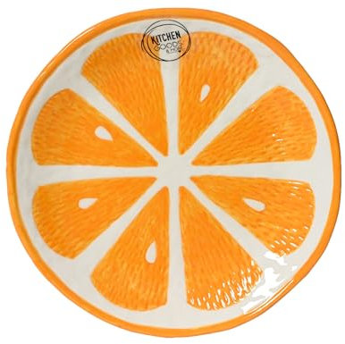 Teller 16cm Keramik im Orangen Design - Servierteller Dessertteller Kuchenteller Frühstücksteller Obstteller - Dekoteller Frühling & Sommer - Früchte Geschirr Orange Weiß