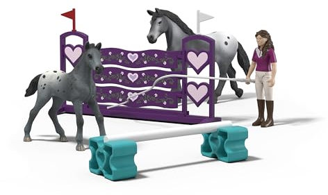 Schleich Horse Club | L’entraînement de Lisa au Tournoi 42776 | Coffret avec Cheval, Poulain, Figurine articulée Lisa, Obstacles & Accessoires d’équitation | Jouet Chevaux dès 5 Ans | 7 pièces