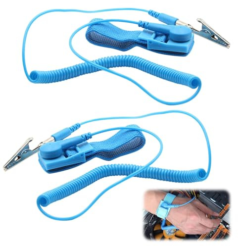 VZU Antistatische Handschlaufe, ESD-Erdung, PC-Erdung, antistatisch, Metall, verstellbare Handschlaufe, schützt empfindliche Elektronik vor statischer Entladung, wiederverwendbar, verstellbar
