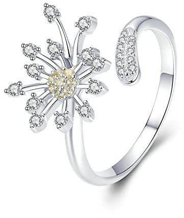 Blühende Löwenzahn Liebe verstellbare Ringe für Frauen Hochzeit Verlobung Schmuck