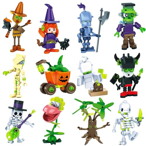 XIMISHOP Mitgebsel Kindergeburtstag Bausteine Gastgeschenke, 12 Pack Mini Halloween Bausteine Geister Kürbis Konstruktionsspielzeug Baustein Spielzeug für Geburtstag Party Geschenke für Über 6 Jahre