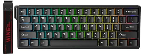 Aula Win60 He - Teclado magnético de Disparo rápido Graywood Swtich 8000 Hz RGB TKL Hot Swap Teclado para Juegos, Color Negro