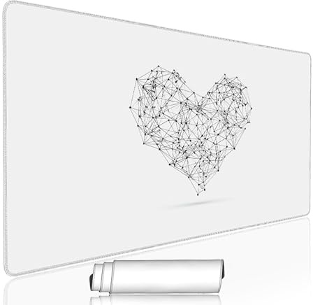 Tapis de Souris Blanc sous Main Bureau Tapis de Souris Gaming XXL 1400x600x3mm Mouse Pad Caoutchouc Amour Grand sous Main Gamer Accessoires PC Imperméable, pour Clavier Ordinateur Portable w-10284