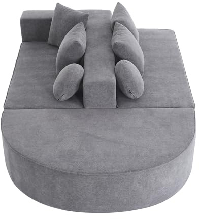 Bladez Modulares Sofa ohne Montage, Chenille Stoff Wolkensofa mit Bonell-Federkern, platzsparendes Ecksofa für Wohnzimmer & Gästezimmer, grau (Grey + Chenille + 5 Seat + Foam)