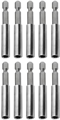 10 Portabrocas Magnéticos 1/4 Pulgada Hexágono 60 mm con Sistema de Cambio Rápido, Extensión para Atornilladora y Taladro Eléctrico, Accesorios para Herramientas