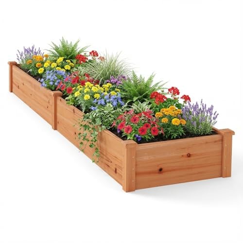RELAX4LIFE Fioriera da Esterno, Orto Rialzato da Esterno con Fondo Aperto, Fioriera in Legno di Abete per Verdure, Fiori e Erbe, per Giardino, Terrazzo e Prato (Arancione, 240x60x25cm)