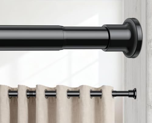 BSYXLSX Gardinenstange Zum Klemmen,102-215cm Schwarz,Ø 25 mm,Klemmstange | Ohne Bohren Montieren,Keine Beschädigung der Wände,Teleskopstange Zum Klemmen für Fenster,Balkon