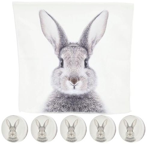 Cepewa Magisches Handtuch Hasenmotiv 6er Set | 30x30cm Baumwolle | Zeichnung Osterhase Ostergeschenk | Waschlappen Zaubertuch Zauberhandtuch