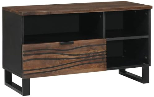 Ziaphsol Meuble TV Mural en Bois d'ingénierie Noyer 80 x 33 x 46 cm avec tiroir et étagères pour Salon Moderne et Espace optimisé