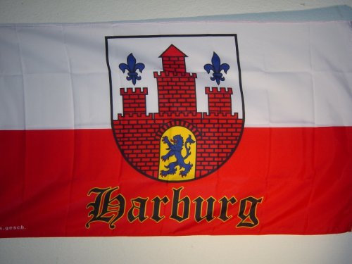 Fahnen Flaggen HARBURG MIT WAPPEN 150 x 90 cm Fahne Flagge