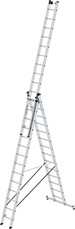 Aluminium-Mehrzweckleiter 3-teilig mit nivello®-Traverse 3 x 14 Sprossen Arbeitshöhe bis ca. 10,80 m