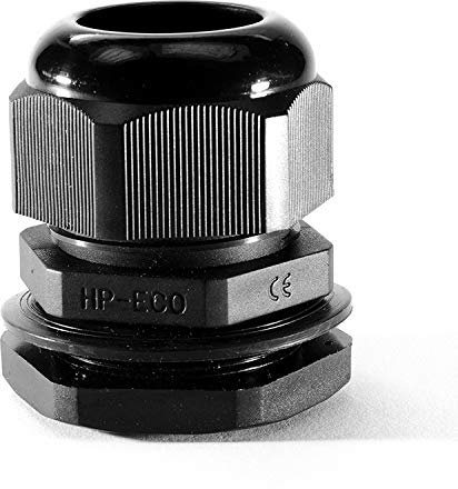 HP-ECO Kabelverschraubung Kabelverbinder Schwarz M25 x 1,5 mit Gegenmutter, IP67, 10 Stück
