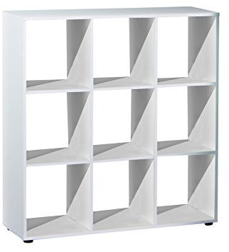 Inter Link – Raumteiler – Bücherregal mit 9 Würfeln – Regal mit offene Fächer – Raumtrenner – Standregal – Aktenregal – Melaminbeschichtet – Passend zu den Faltboxen Winny – Cadore 9