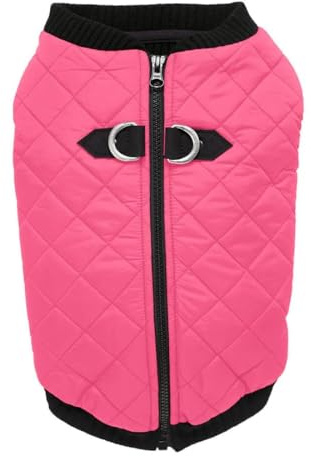 Gooby Fashion Vest - Zip Up Dog Bomber Jacket, Pink X-Large, Warm Winter Water Resistant Sweater - Dual D Ring Leash - Small, Medium Dogs Boy