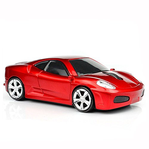 MGbeauty Souris d'ordinateur de Voiture de Sport de la Souris sans Fil 2.4Ghz Nano Souris Optique (Rouge)