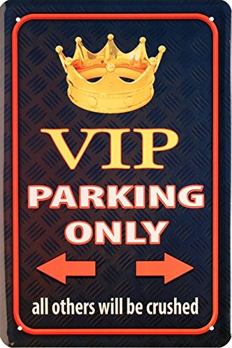 WOGEKA ART Retro Blechschild - VIP Parking Only - witziger Spruch als Geschenk-Idee zum Geburtstag Weihnachten zur Dekoration 20x30 cm Vintage-Design aus Metall 1590