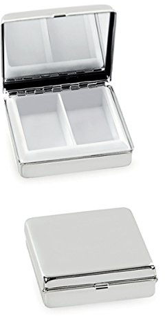 SILBERKANNE Versilberte Dose (5x5x1,5cm) für Zähne, Haare & Pillen – Premium Design, Silver Plated, edle Geschenkbox inklusive