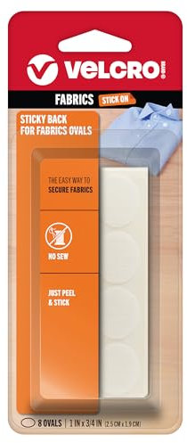 Velcro(r) Brand Fasteners Sticky Back for Fabrics: No Sewing Needed - 1-inch X 3/4-inch Ovals, 8 Sets - White