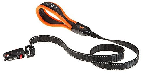 Ferplast Hundeleine ERGOFLUO Matic, Hundeleine Mittelgroße Hunde, Innovativer Karabiner mit Magnetmechanism, Ergonomisch Gepolsterter Griff, aus Nylon, 120 cm, Orange