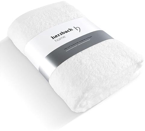 herzbach home Premium Badetuch 100 x 150 cm (weiß) – Großes, weiches & saugstarkes Badehandtuch in Bester Qualität – 100% natürliche Baumwolle
