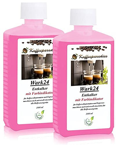 Wark24 Flüssigentkalker 2x 1000 ml mit Farbindikator, Universal-Entkalker & schonender Kalklöser für Kaffeemaschinen, Wasserkocher & Haushaltsgeräte, biologisch abbaubar