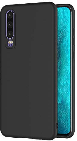 AICEK Coque Huawei P30, Noir Silicone Coque pour Huawei P30 Housse Huawei P30 Noir Silicone Etui Case