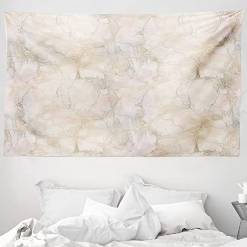 ABAKUHAUS Marmor-Druck Wandteppich, Pastellfarbener Stein Hintergrund Rissmuster Architektur und Baumaterial, aus Weiches Mikrofaser Stoff Wand Dekoration Für Schlafzimmer, 230 x 140 cm, Beige