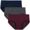 INNERSY Periodenslips Frauen Menstrual Panties Baumwolle Teenager Mädchen Slips Mehrpack 3 (XL, Weinrot/Marine/Grau-dunkler Schritt)