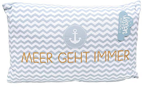 Dekohelden24 Meer Kissen mit Bezug aus 100% Baumwolle, L/B/H: 40 x 13 x 23 cm. Motiv: Meer geht Immer.