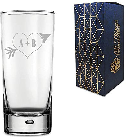 Personalised Engraved Novelty Hiball Tumbler with Love Heart Design, Gift Boxed, Personalise for Any Occasion