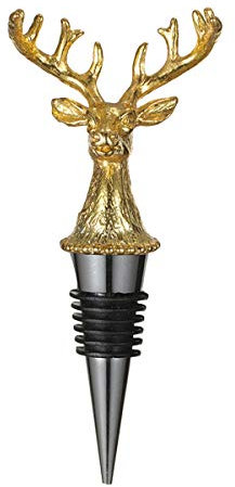 Weinflaschenverschluss mit goldenem Hirschkopf – schöner Weinstopfen, wiederverwendbarer Flaschenverschluss, Champagner- und Soda-Stopper hält frisch