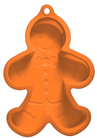 Premier Housewares Durable Silicone Cake Mould Gingerbread Man Orange | Flexible Silicone Cake Moulds | Heat Resistant Silicone Cake Moulds for Baking