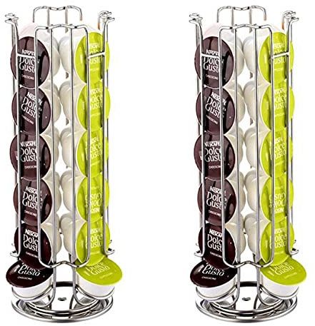 FIND A SPARE 24 Coffee Capsule Holder Compatible with Dolce Gusto Capsules 360 Degrees Rotating Pod Tower Rack (2 Pack)