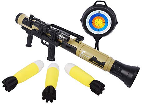 Le Jouet Jedi Bazooka Peut Lancer Un Pistolet à Grenade à Balle Molle de mortier modèle Militaire catapulte Pistolet Jouet électrique pour Enfants. (Jaune désert)