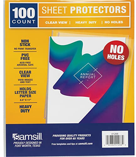 Samsill Klarsichthüllen, ohne Loch, 21 x 28 cm, schwer, 100 Stück