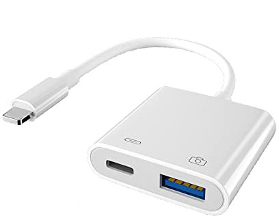 VOANZO USB 3.0 OTG Adapter OTG Kabel mit Ladeanschluss für i-Phone/i-Pad, unterstützt Hubs, MIDI-Tastatur, Maus, Kartenleser, USB Ethernet 10.3 oder höher, Weiß