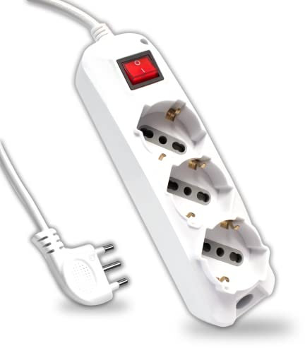 V-TAC Ciabatta Multipresa Elettrica con Interruttore e Cavo da 1,5 Metri - 3 Prese 10/16A Bipasso + Shuko - Spina 16A - Presa Elettrica per Casa, Ufficio, Negozio - Colore Bianco