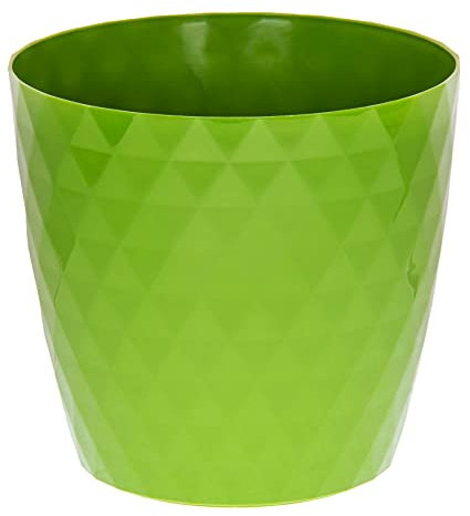 KORAD Cristal Indoor Flower Pot Covers without Drainage Holes | Round Plastic Plant Pots Container for All Houseplants | 9 Modern Colours & 7 Sizes- (Green, 20 cm - 7.8 inches)