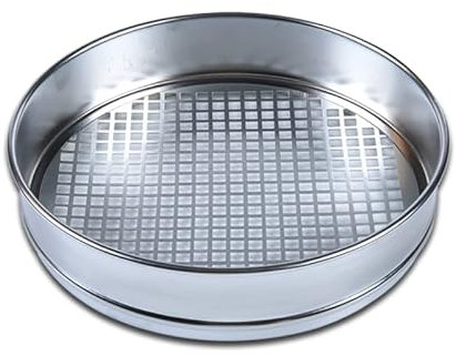 Setaccio for ghiaia, setaccio for pietra a foro quadrato, setaccio for test standard da laboratorio, trattamento galvanico può essere dotato di coperchio e fondo (diametro del setaccio: 30 cm; diametr