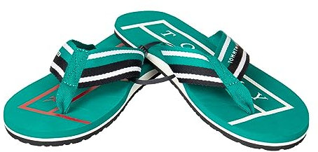 Tommy Hilfiger Flip Flop Mann Meer oder Pool Bademode Artikel XM0XM02331, L77 Maui green, 43