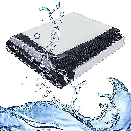 Amunpitic 5x1m Bâche Transparente pour l'extérieur, Bâches en Plastique PE, bache Imperméable Résistant à la Déchirure avec Œillet, pour Serre Jardin Pergola