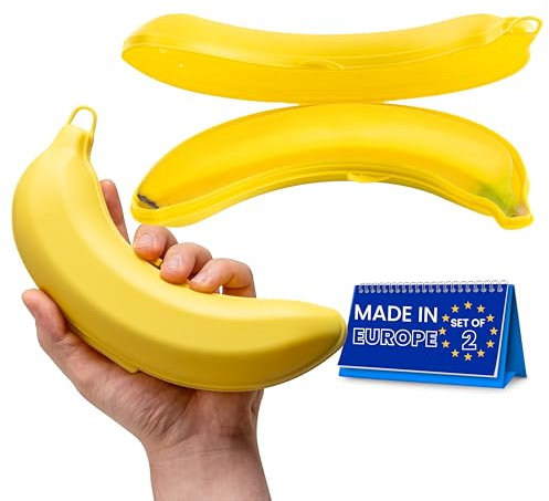 spar-home® Bananenbox 2er Set – Gelb Bananenbehalter Großer Bananendose Aufbewahrungsbox für BPA-Frei Bananen Dose