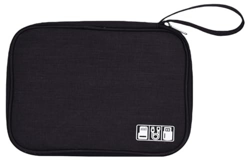 FAVORTALK Cable Organiser Multipurpose Cable Pouch with Zipper Waterproof Tech Bags for Drive Charger Earphone Hard Disk Electronics Travel Organizer - Black 2 B21616